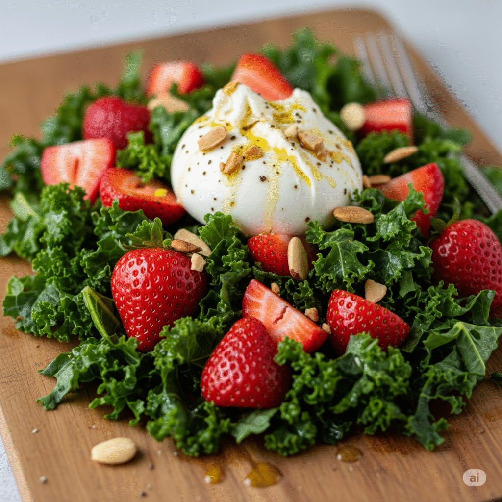 Anti-Inflammatory Strawberry and Kale Salad with Burrata