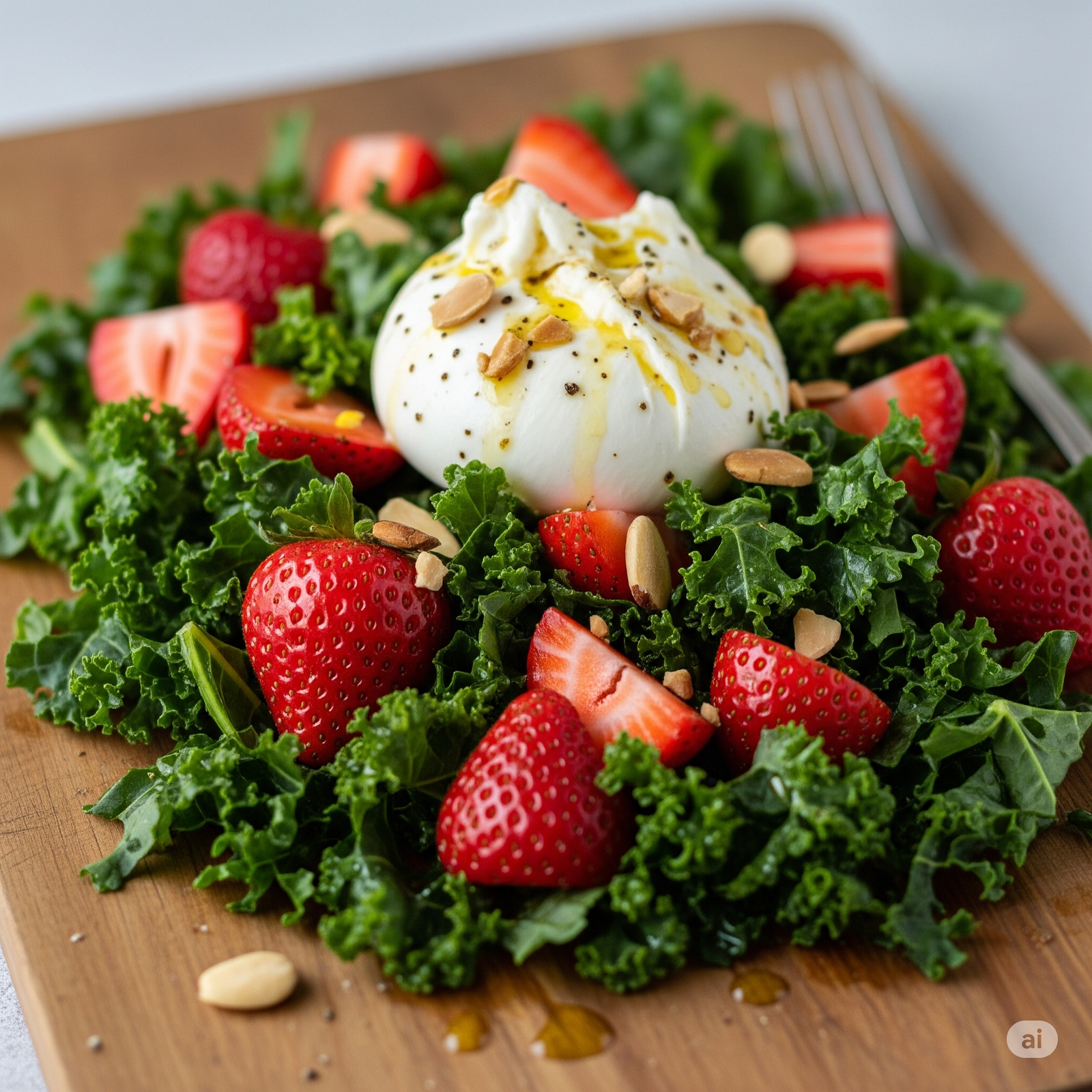 Anti-Inflammatory Strawberry and Kale Salad with Burrata